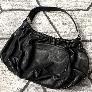 Kenneth Cole New York black leather bag with silver hardware